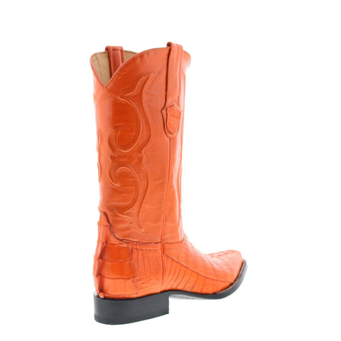 Wild West Caiman Tail Boots Chihuahua Mens Orange Wide Cowboy Western Boots