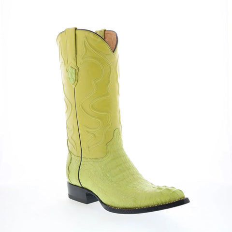 Wild West Caiman Hornback Chihuaha Mens Green Wide Cowboy Western Boots