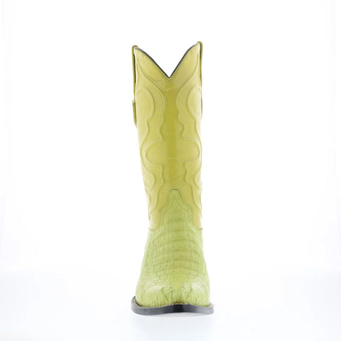 Wild West Caiman Hornback Chihuaha Mens Green Wide Cowboy Western Boots