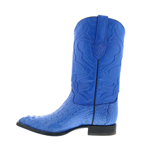 Wild West Caiman Hornback Chihuahua Mens Blue Wide Cowboy Western Boots