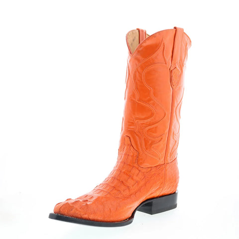 Wild West Caiman Hornback Chihuaha Mens Orange Wide Cowboy Western Boots