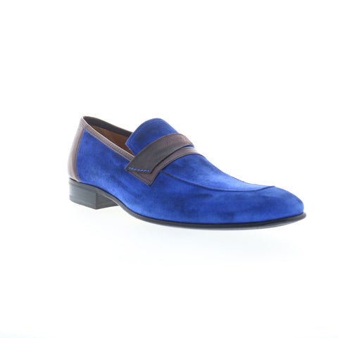 Mezlan Jordi Suede Slip On 9036 Mens Blue Suede Loafers & Slip Ons Penny Shoes