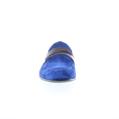 Mezlan Jordi Suede Slip On 9036 Mens Blue Suede Loafers & Slip Ons Penny Shoes