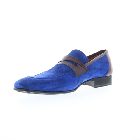Mezlan Jordi Suede Slip On 9036 Mens Blue Suede Loafers & Slip Ons Penny Shoes