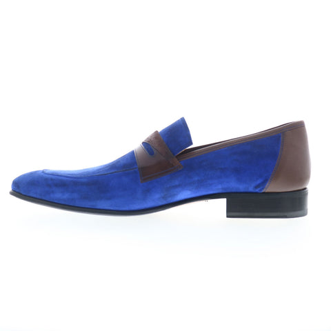 Mezlan Jordi Suede Slip On 9036 Mens Blue Suede Loafers & Slip Ons Penny Shoes