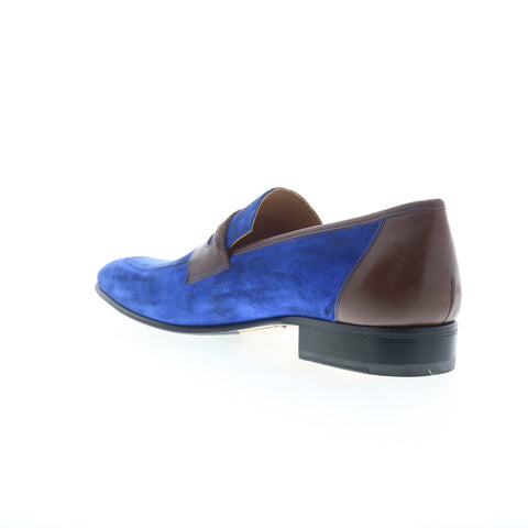 Mezlan Jordi Suede Slip On 9036 Mens Blue Suede Loafers & Slip Ons Penny Shoes