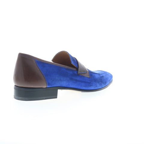 Mezlan Jordi Suede Slip On 9036 Mens Blue Suede Loafers & Slip Ons Penny Shoes