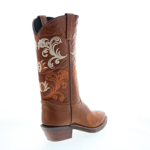 Sage 9066 Womens Brown Leather Slip On Western Boots