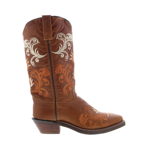 Sage 9066 Womens Brown Leather Slip On Cowboy Western Boots