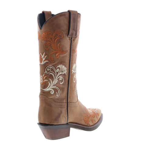 Sage 9072 Womens Brown Leather Slip On Cowboy Western Boots