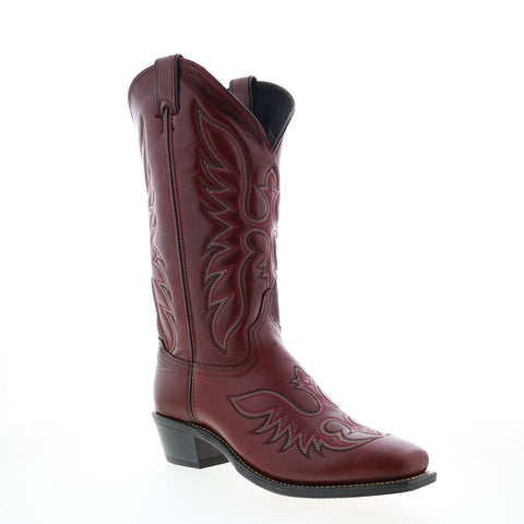 Abilene Boots 9105 Womens Red Leather Slip On Western Boots
