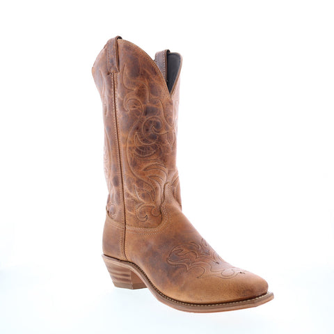 Abilene Boots 9114 Womens Brown Leather Slip On Western Boots