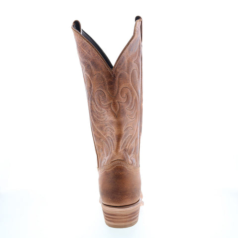 Abilene Boots 9114 Womens Brown Leather Slip On Western Boots