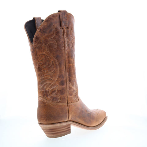 Abilene Boots 9114 Womens Brown Leather Slip On Western Boots