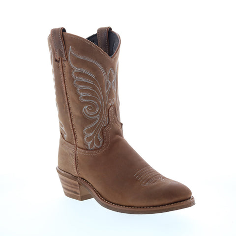 Abilene Boots 9147 Womens Brown Leather Slip On Western Boots