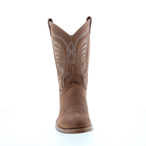 Abilene Boots 9147 Womens Brown Leather Slip On Western Boots