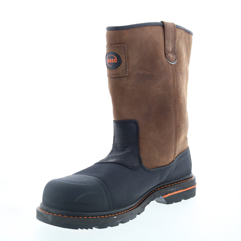 Hoss K Tough Wellington Composite Toe Mens Brown Extra Wide Work Boots