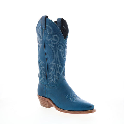 Abilene Boots 9270 Womens Blue Leather Slip On Western Boots