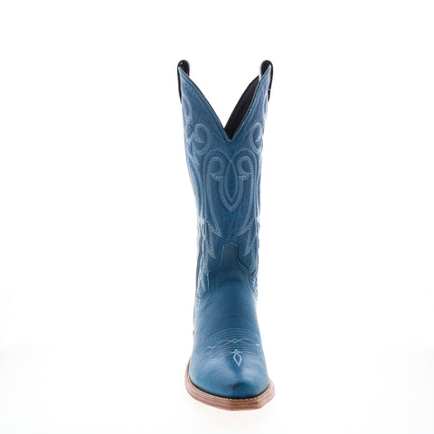 Abilene Boots 9270 Womens Blue Leather Slip On Western Boots