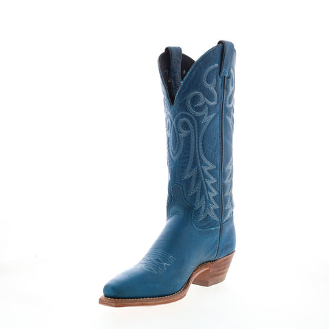 Abilene Boots 9270 Womens Blue Leather Slip On Western Boots