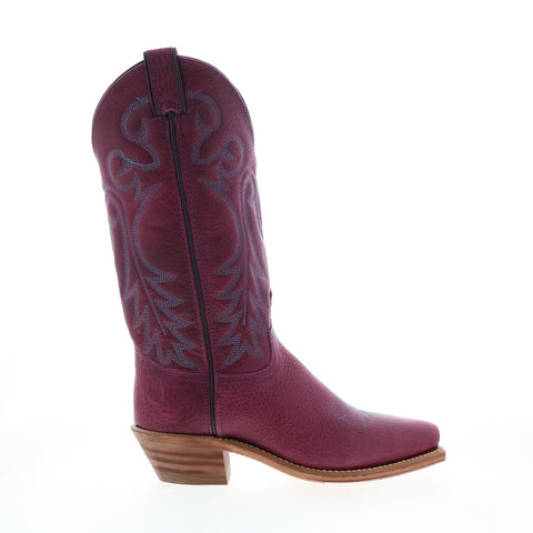 Abilene Boots 9271 Womens Purple Leather Slip On Western Boots