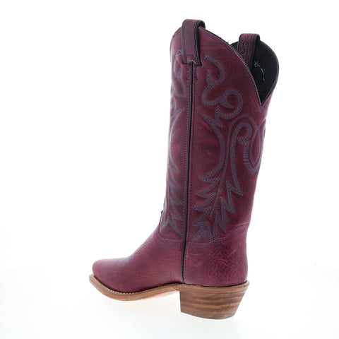 Abilene Boots 9271 Womens Purple Leather Slip On Western Boots