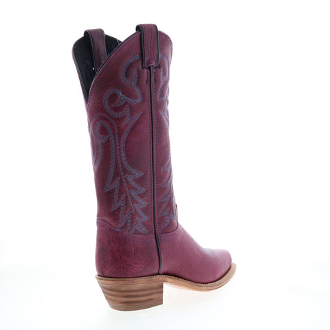 Abilene Boots 9271 Womens Purple Leather Slip On Western Boots