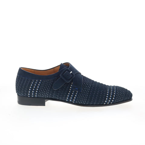 Mezlan Napier Woven 9372 Mens Blue Suede Loafers & Slip Ons Casual Shoes