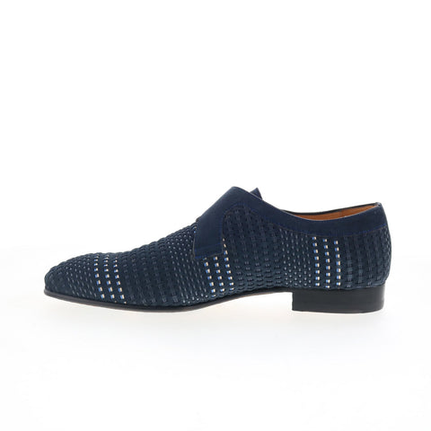 Mezlan Napier Woven 9372 Mens Blue Suede Loafers & Slip Ons Casual Shoes