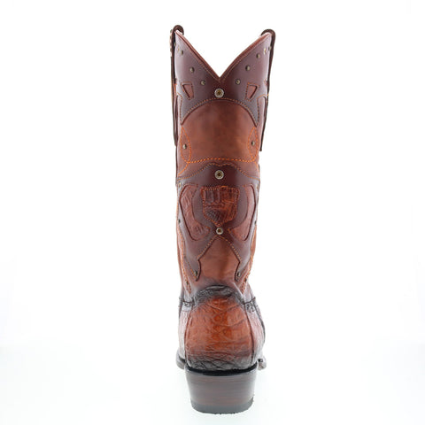 King Exotic Belly Caiman Snip Boot Mens Brown Wide Cowboy Western Boots