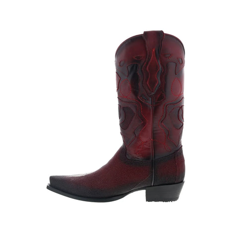 King Exotic Stingray Stone Snip Toe Mens Burgundy Wide Cowboy Western Boots