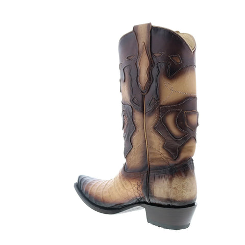 King Exotic Caiman Belly Snip Toe Mens Brown Wide Cowboy Western Boots