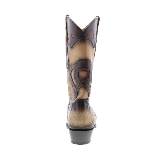 King Exotic Caiman Belly Snip Toe Mens Brown Wide Cowboy Western Boots