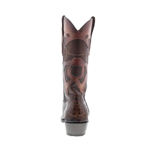King Exotic Caiman Belly Snip Toe Mens Brown Wide Cowboy Western Boots