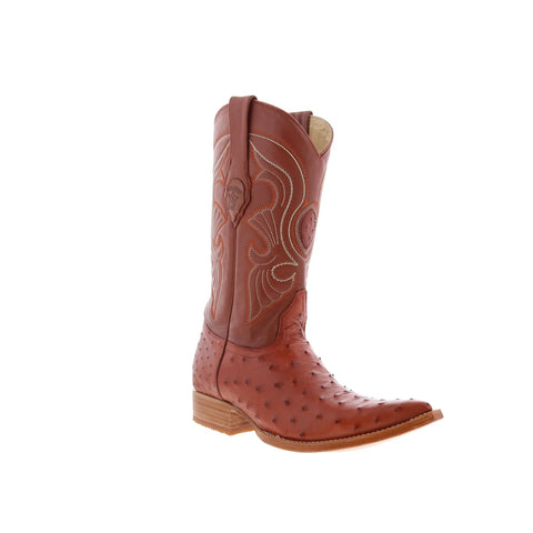 Los Altos Ostrich Boots XXX-Toe Mens Brown Wide Cowboy Western Boots