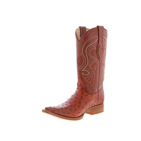 Los Altos Ostrich Boots XXX-Toe Mens Brown Wide Cowboy Western Boots