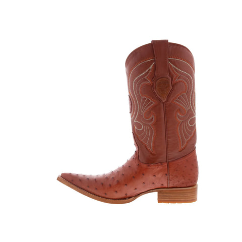Los Altos Ostrich Boots XXX-Toe Mens Brown Wide Cowboy Western Boots