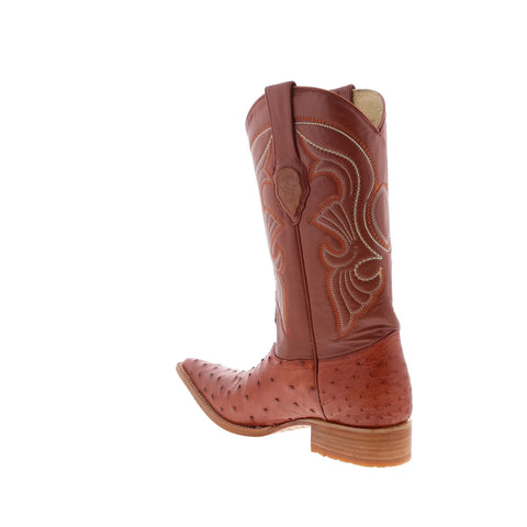 Los Altos Ostrich Boots XXX-Toe Mens Brown Wide Cowboy Western Boots