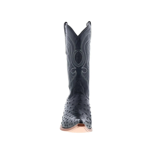Los Altos Ostrich Boots XXX-Toe Mens Black Wide Cowboy Western Boots