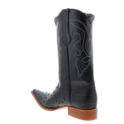 Los Altos Ostrich Boots XXX-Toe Mens Black Wide Cowboy Western Boots