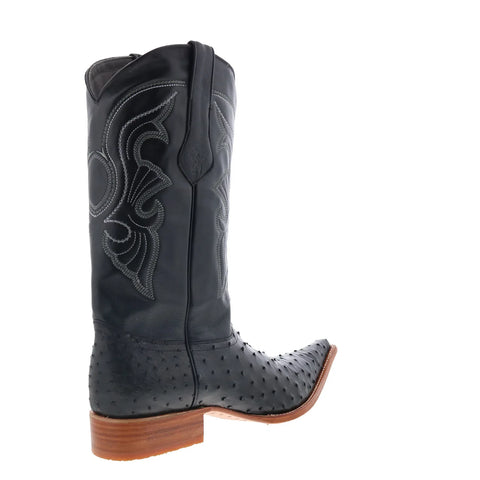 Los Altos Ostrich Boots XXX-Toe Mens Black Wide Cowboy Western Boots