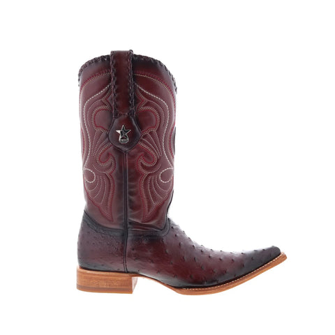 Los Altos Ostrich Boots XXX-Toe Mens Burgundy Wide Cowboy Western Boots