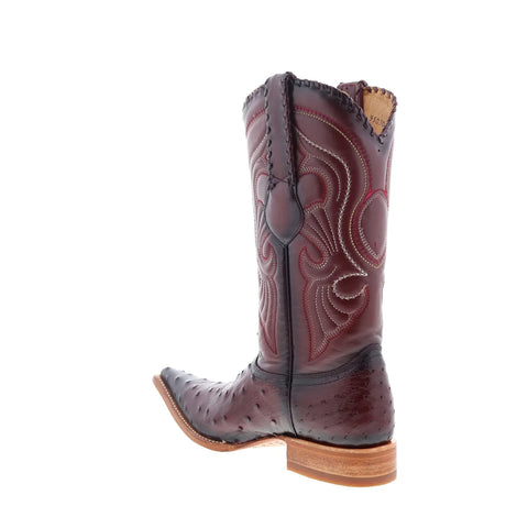 Los Altos Ostrich Boots XXX-Toe Mens Burgundy Wide Cowboy Western Boots