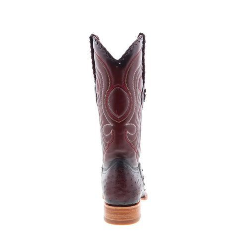 Los Altos Ostrich Boots XXX-Toe Mens Burgundy Wide Cowboy Western Boots
