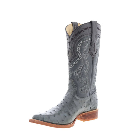 Los Altos Ostrich Boots XXX-Toe 950309 Mens Gray Wide Cowboy Western Boots