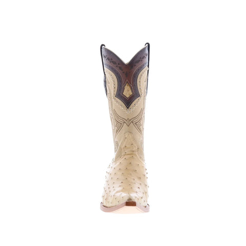 Los Altos Ostrich Boots XXX-Toe Mens Beige Wide Cowboy Western Boots