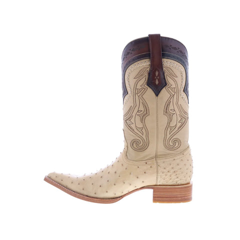 Los Altos Ostrich Boots XXX-Toe Mens Beige Wide Cowboy Western Boots