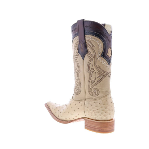 Los Altos Ostrich Boots XXX-Toe Mens Beige Wide Cowboy Western Boots