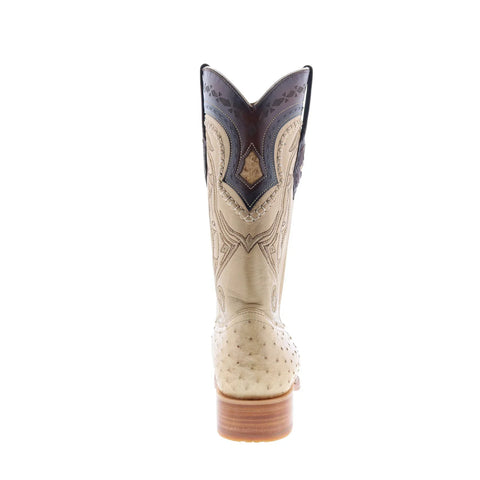 Los Altos Ostrich Boots XXX-Toe Mens Beige Wide Cowboy Western Boots
