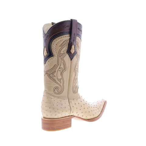 Los Altos Ostrich Boots XXX-Toe Mens Beige Wide Cowboy Western Boots